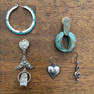 Silver 925 and Turquoise Single Earrings Lot